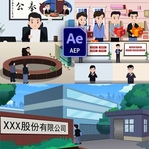 AE模板-反腐反贪政务廉洁权色交易违规办酒席普法MG动画